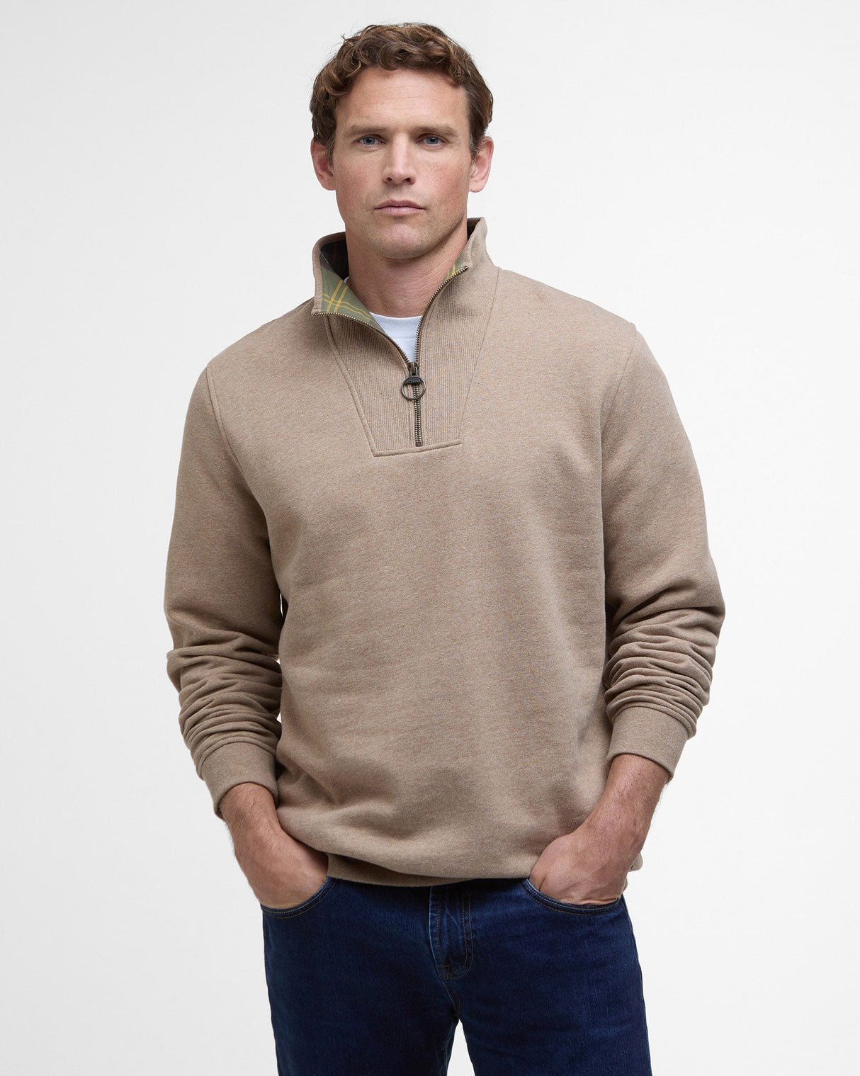 Stone-Marl-Nelson-Half-Zip-Sweatshirt-