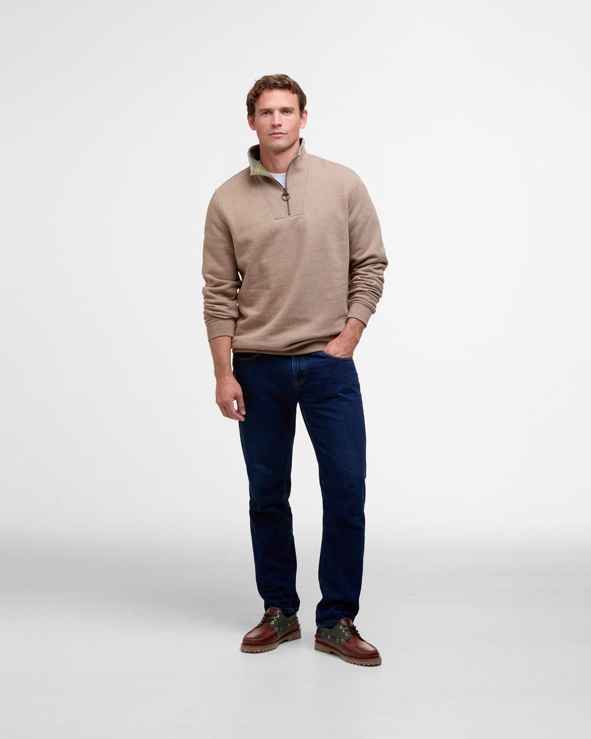 Stone Marl Nelson Half Zip Sweatshirt