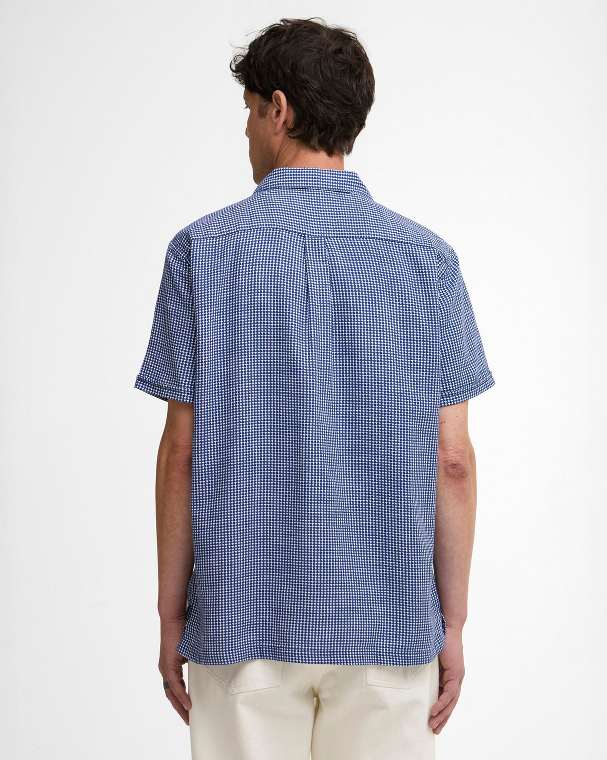 Navy-Rudbeck-Textured-Short-Sleeve-Shirt