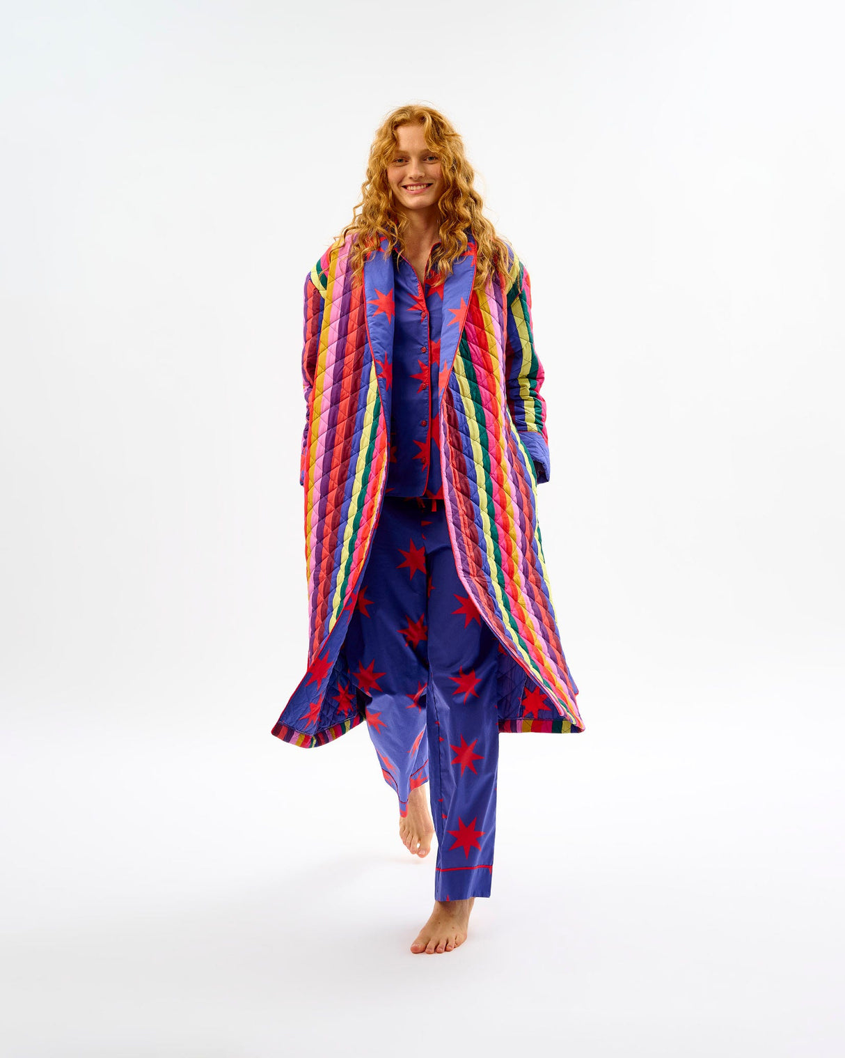 Multicolour-Stripes-Red-Stars-Quilted-Cotton-Dressing-Gown