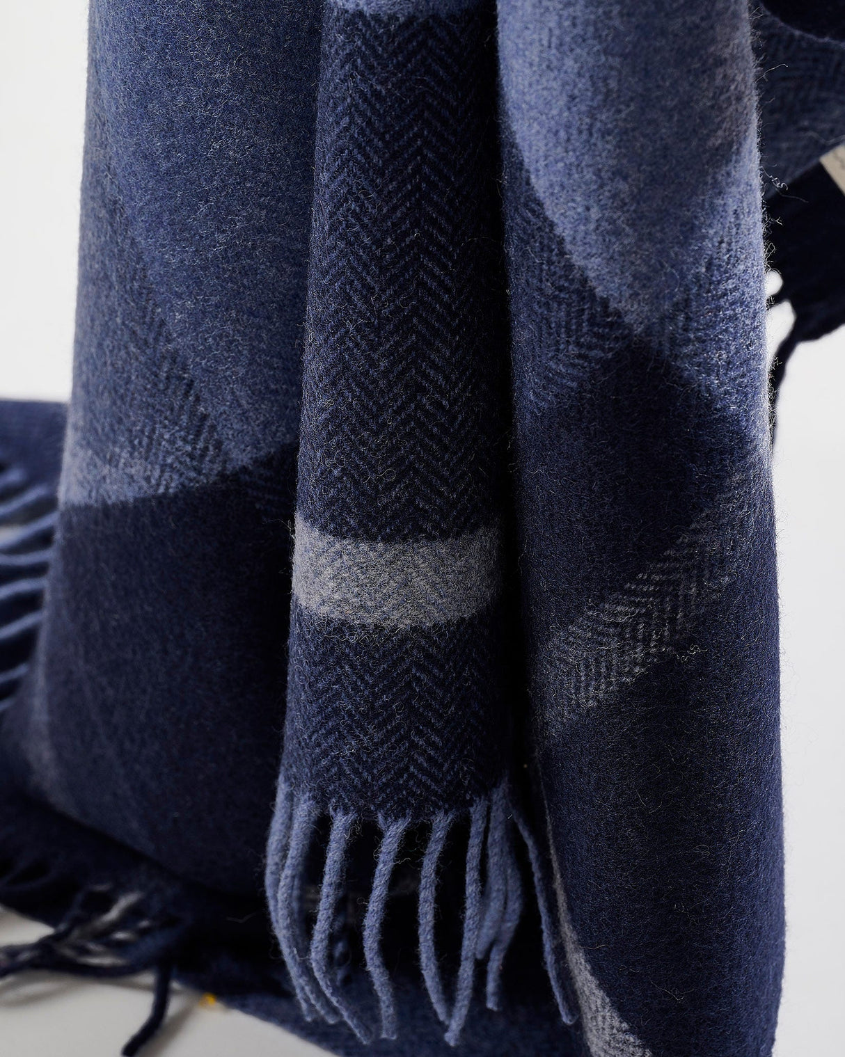 Navy Check Cashmere Blend Throw