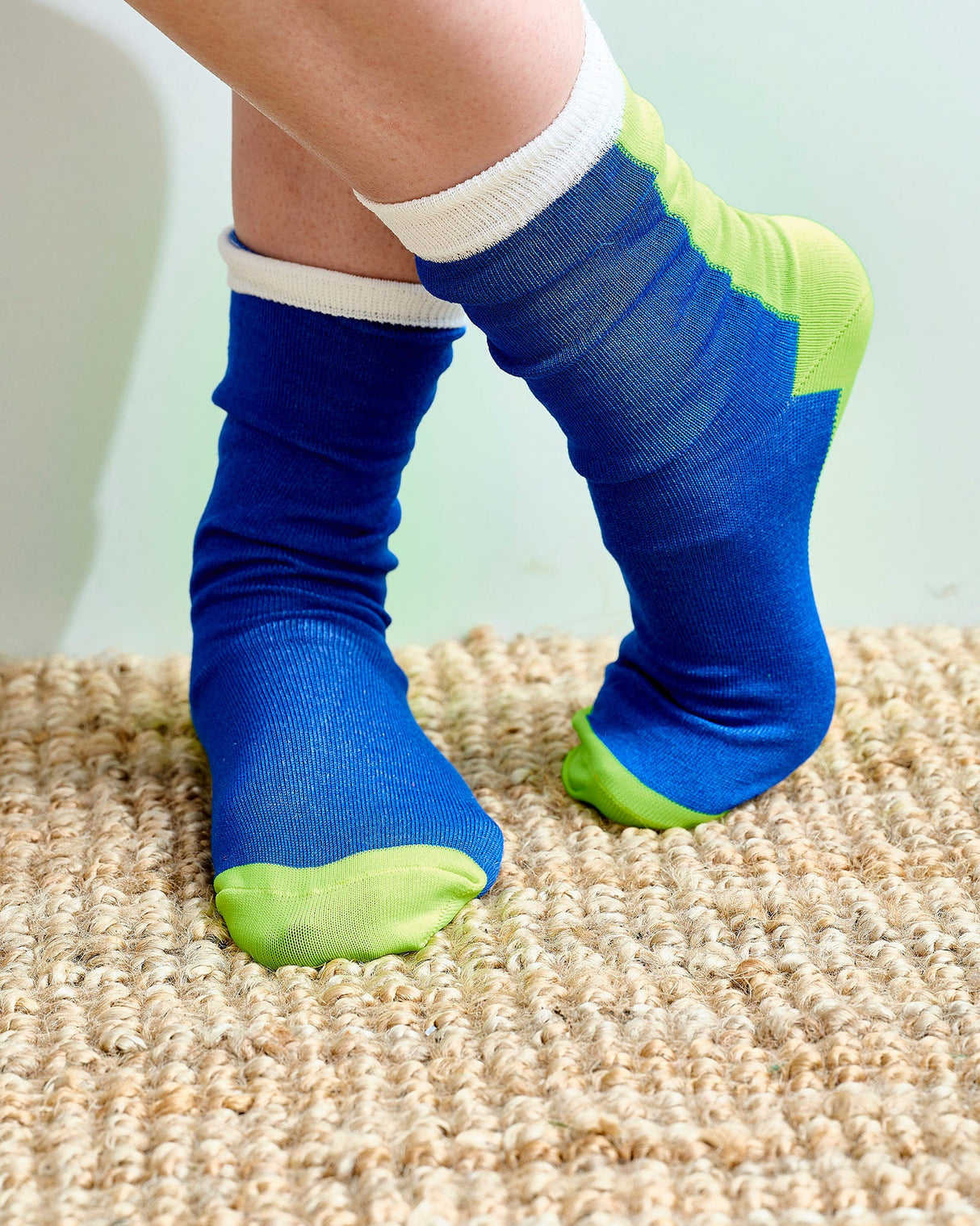 Neon Green Mercerised Cotton Ankle Socks