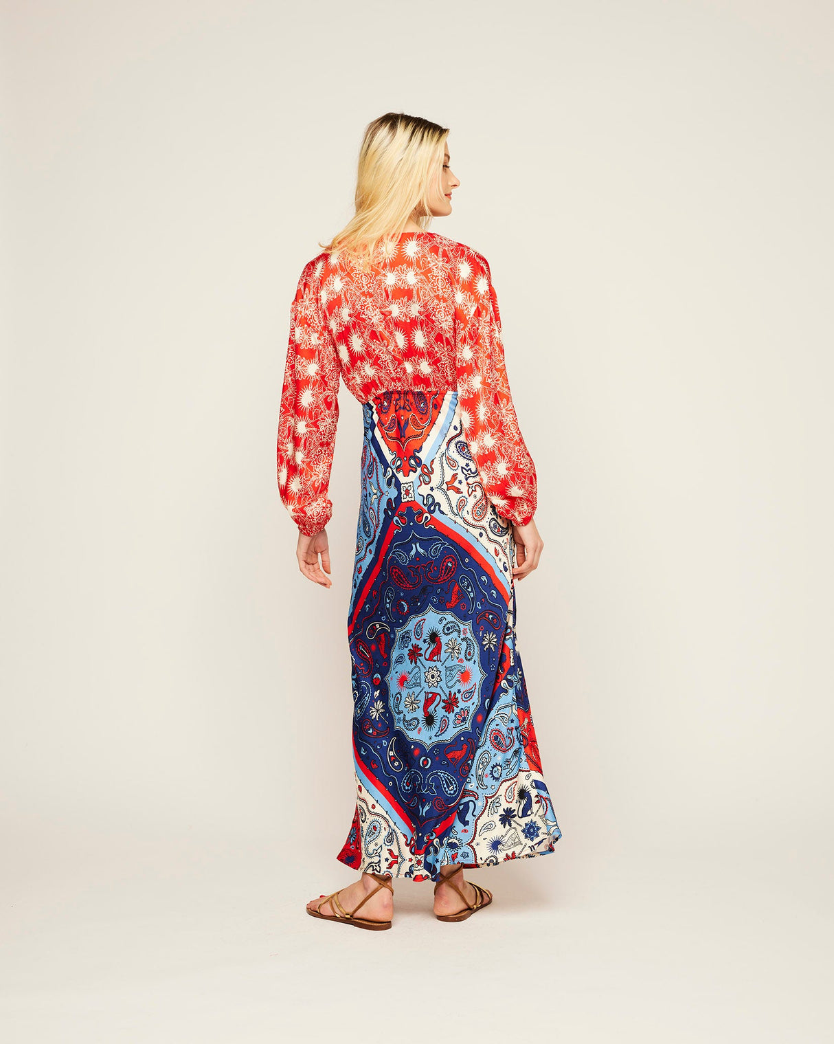 Red-Blue-Bandana-Print-Clash-Dress