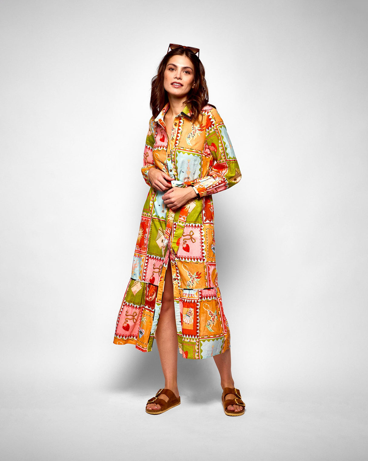 Multicolour-Soller-Midi-Shirt-Dress