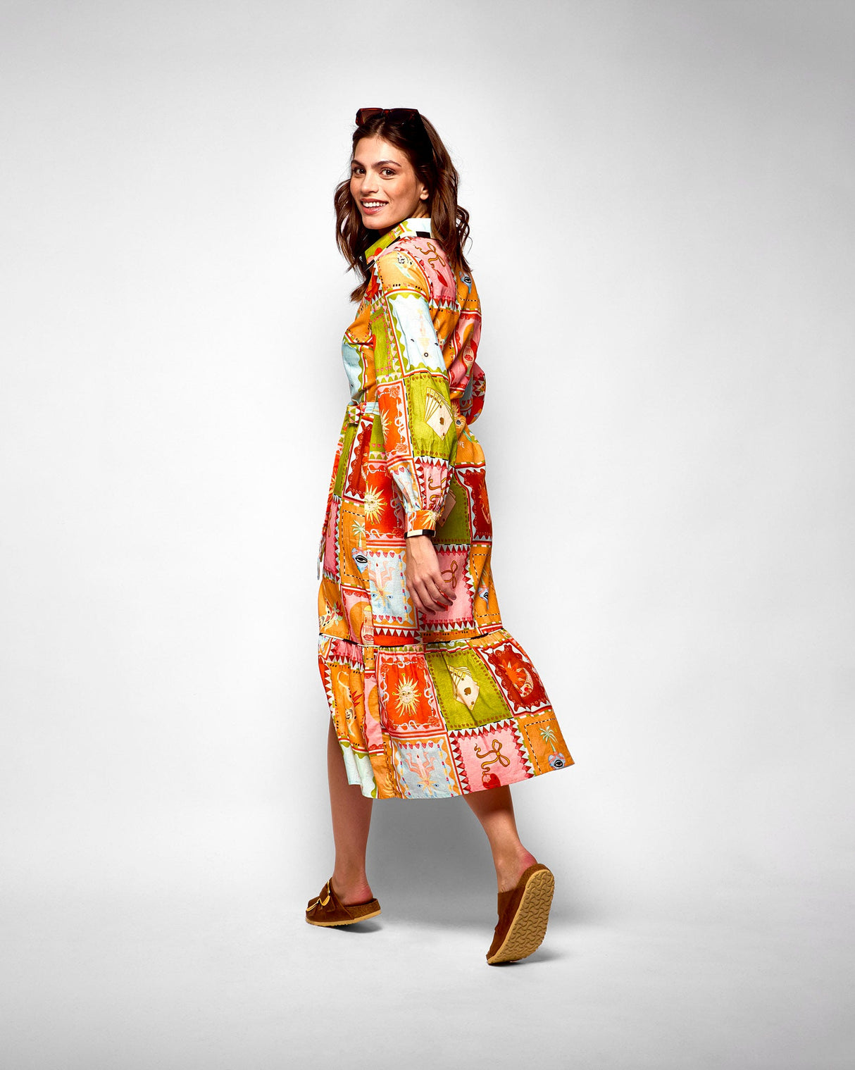 Multicolour Sóller Midi Shirt Dress