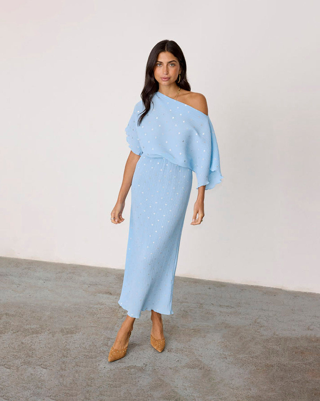 Blue-Tilly-Metallic-Print-Dress