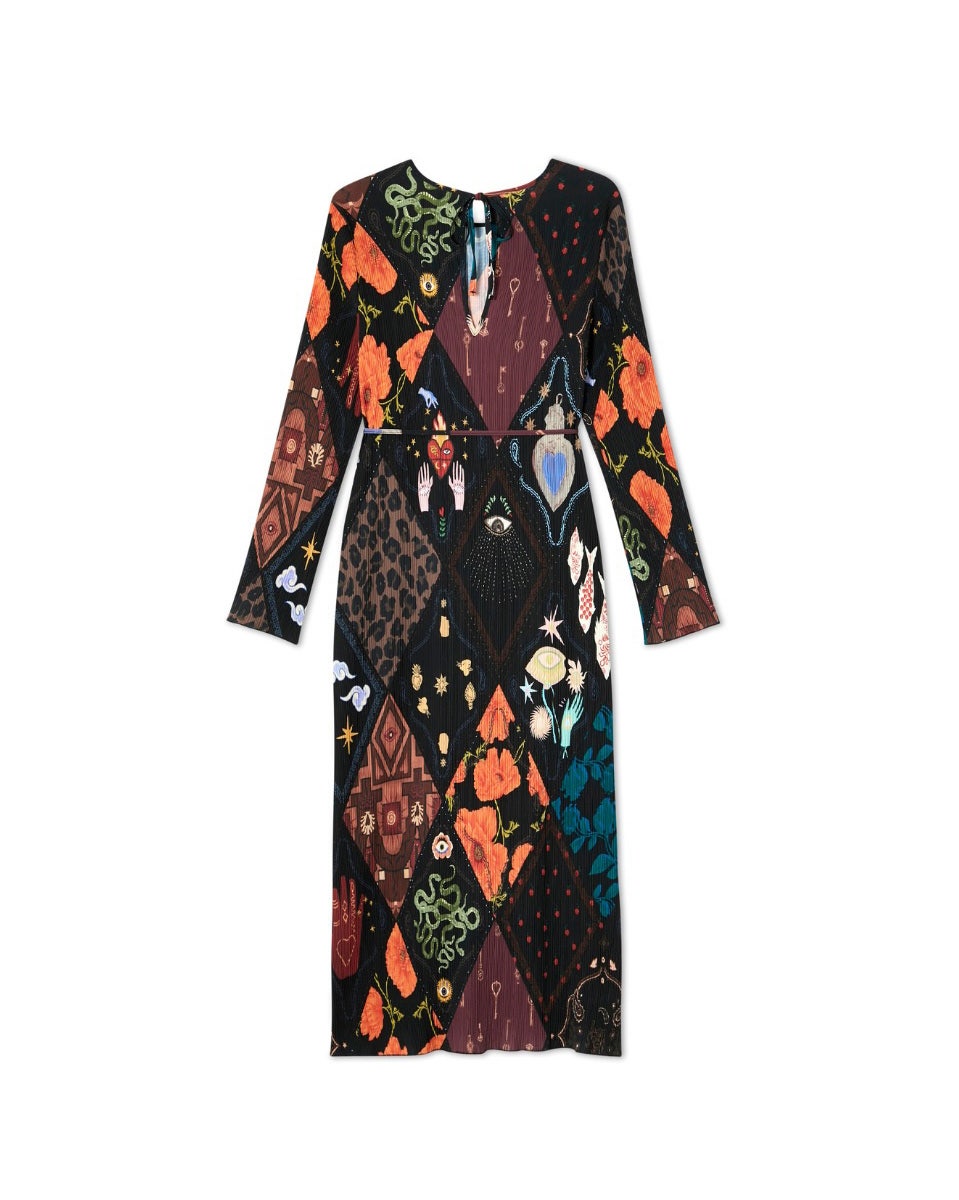 Multicolour Night Garden Gaia Plisse Dress