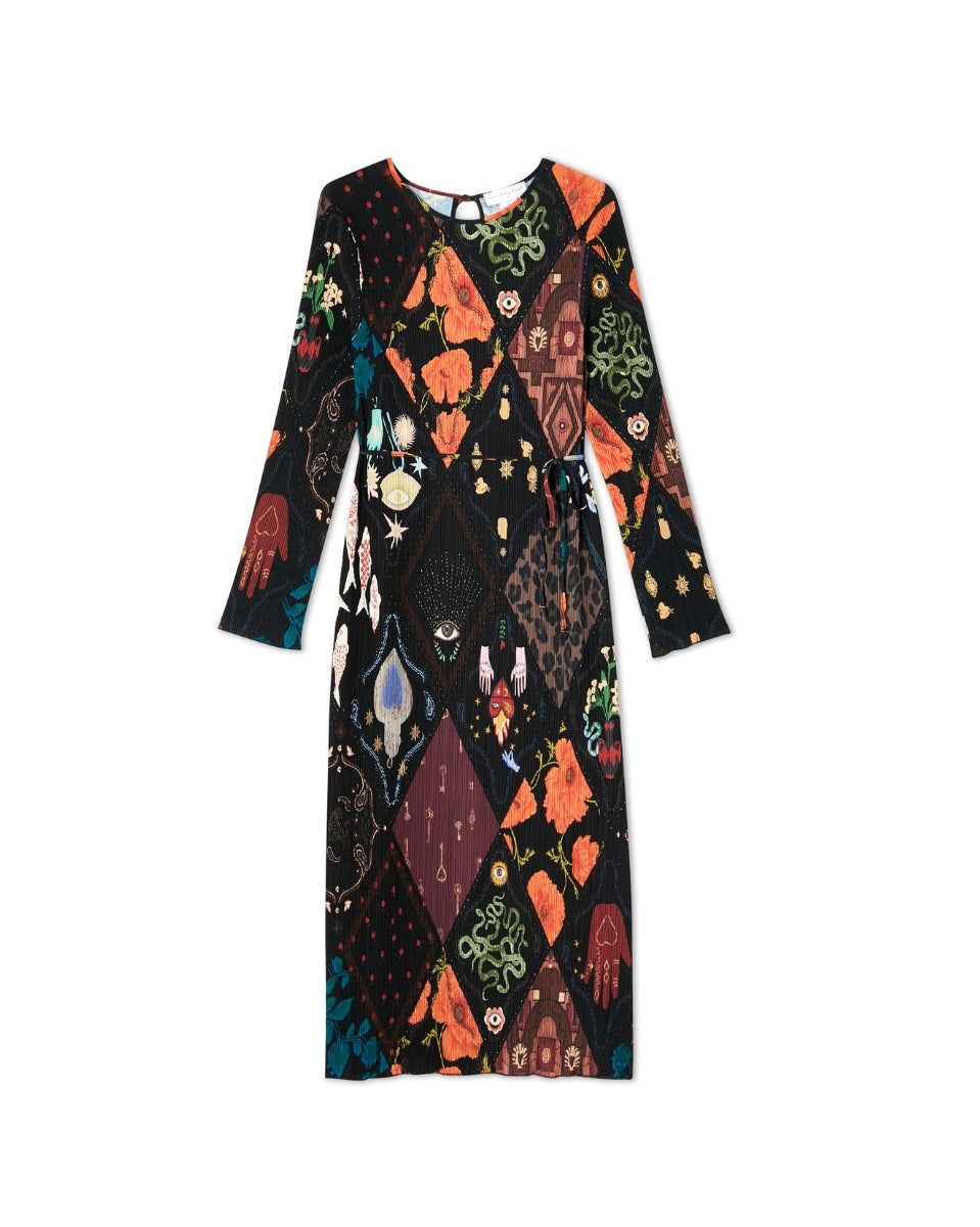 Multicolour Night Garden Gaia Plisse Dress