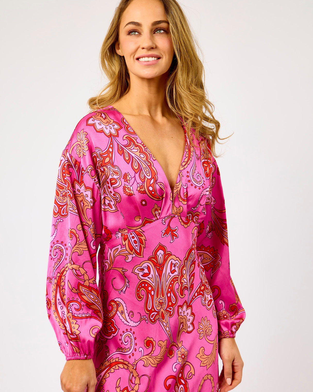 Pink Emma Paisley Print Dress