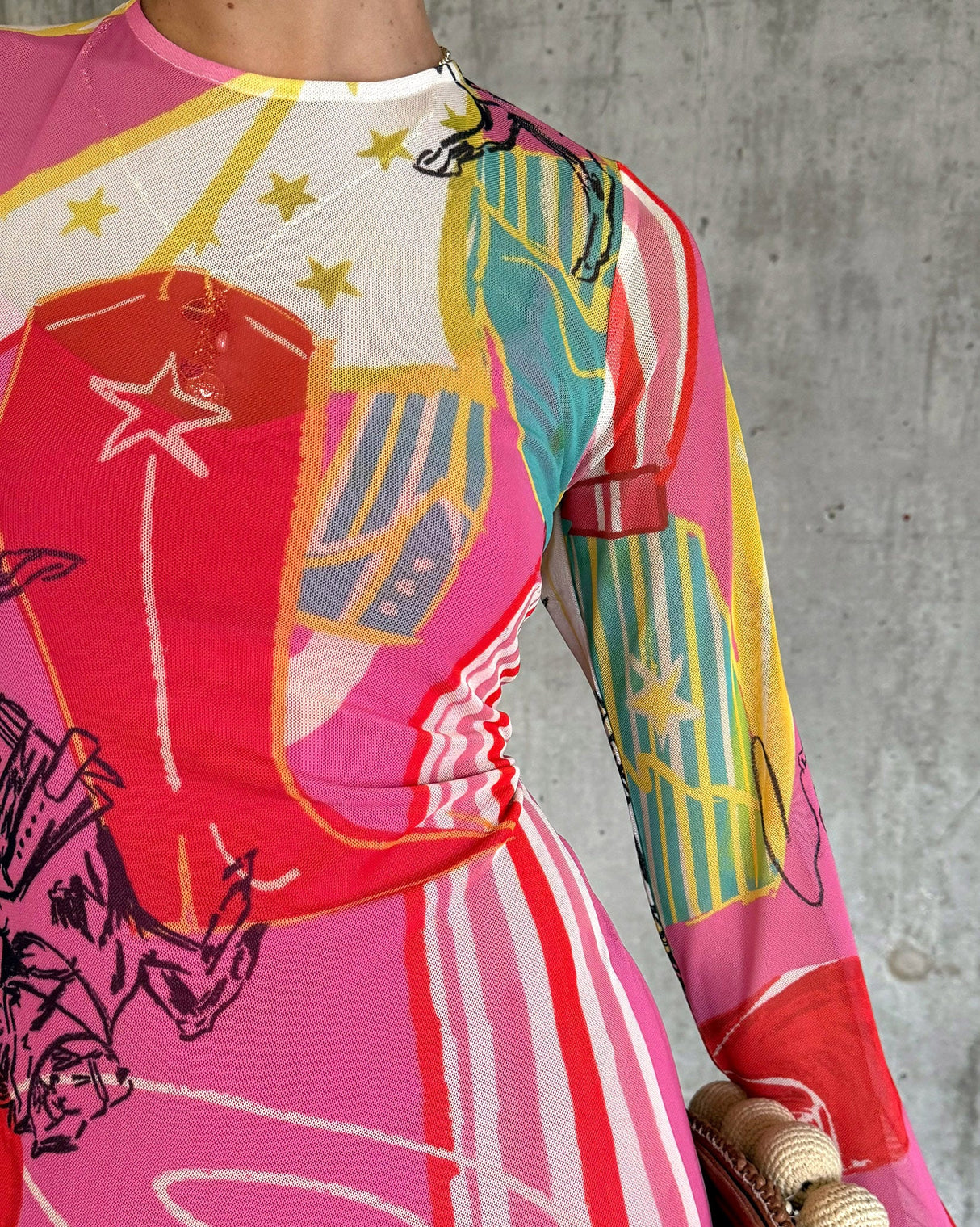 Pink Dallas Printed Mesh Dress