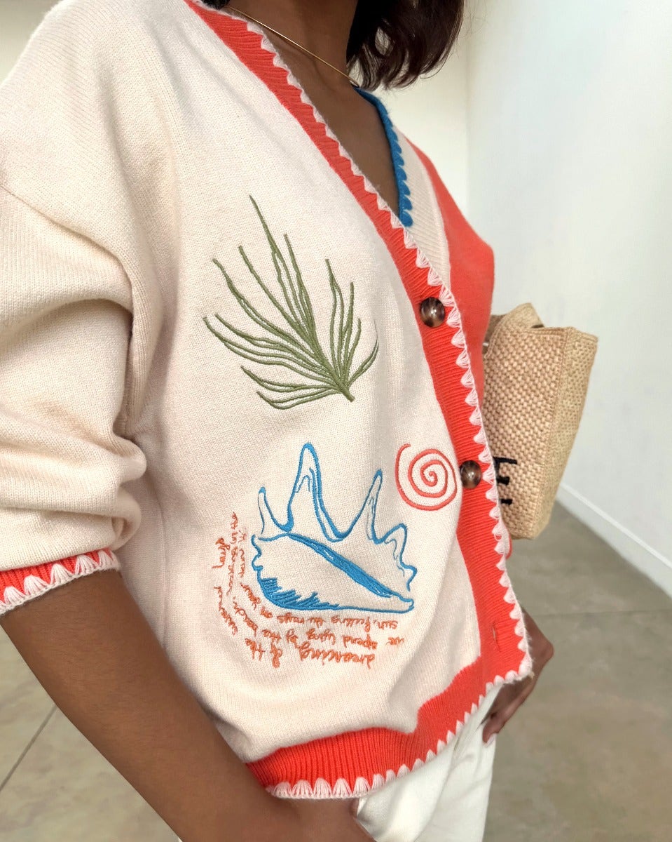 Cream & Red Sol De Palma Cardigan