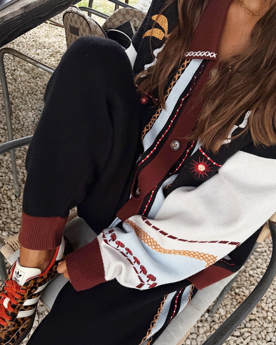 Multicolour Geometric Embroidered Cardigan