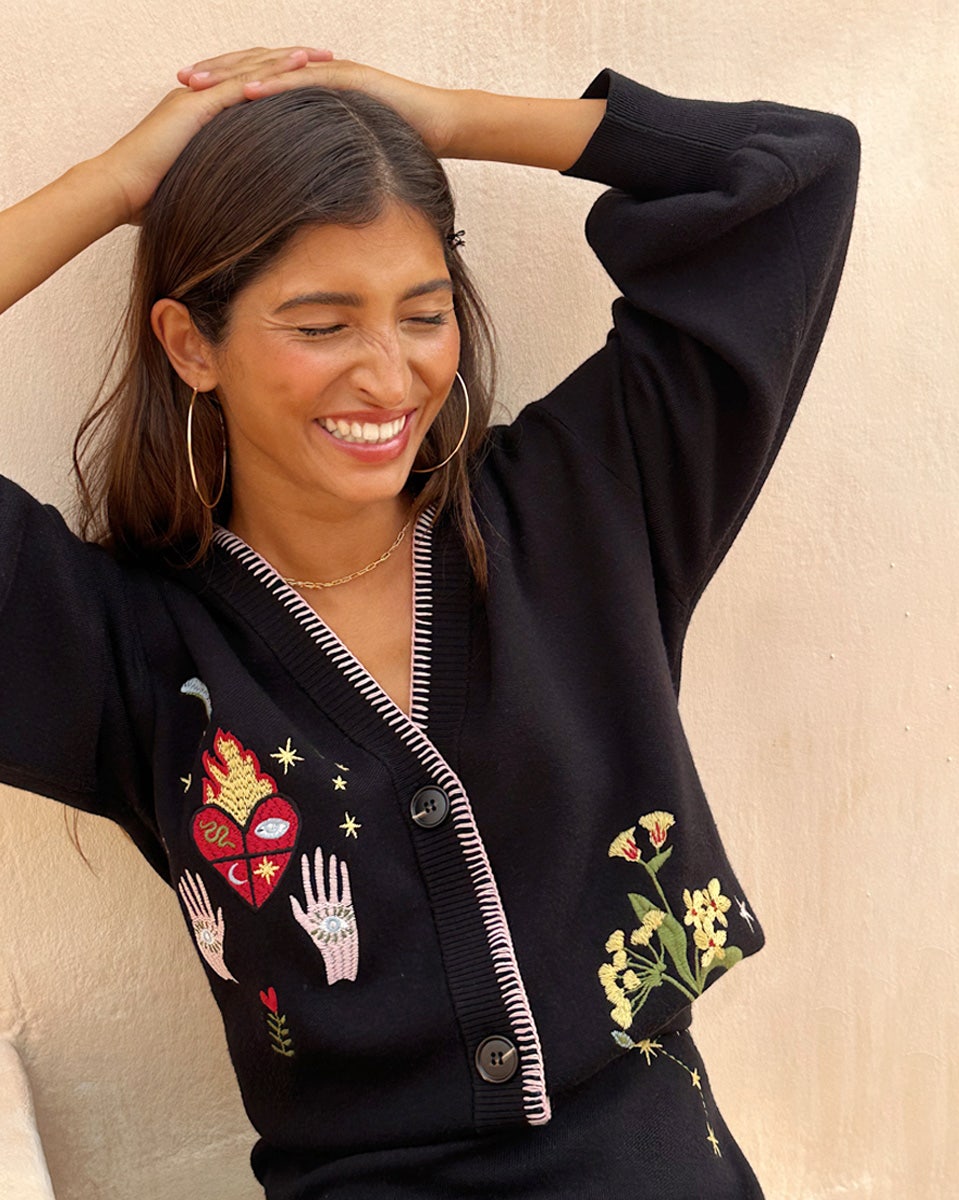 Black-Night-Garden-Knit-Cardigan