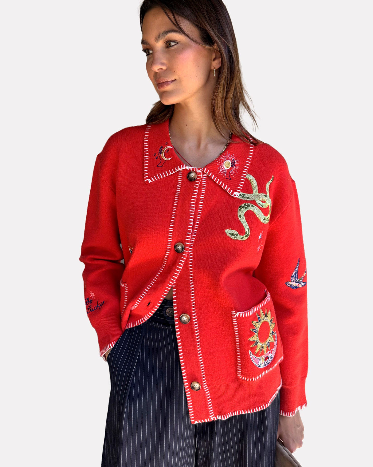 Red-Mystical-Cardigan-With-Collar