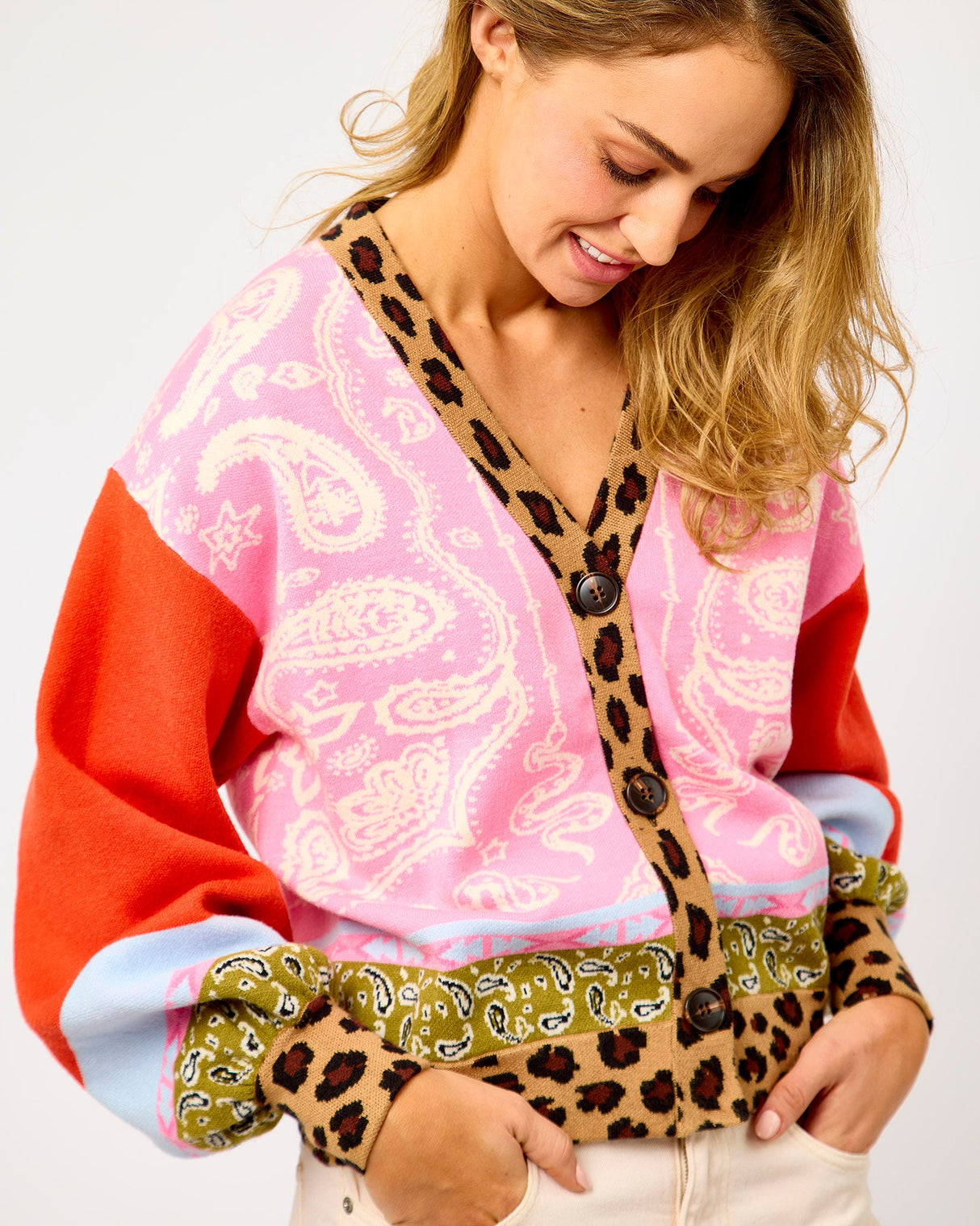 Multicolour-Splice-Bandana-Printed-Cardigan