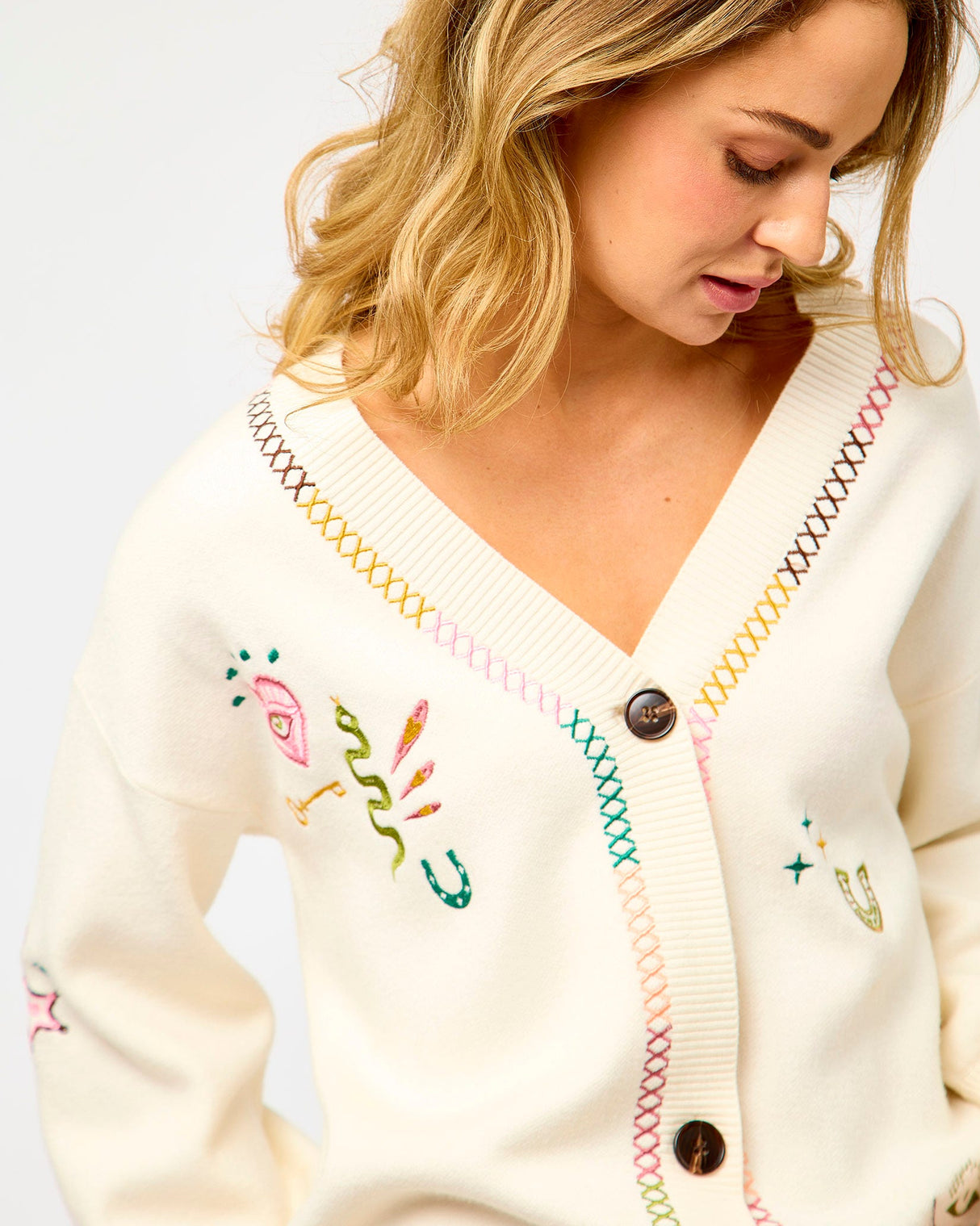 Cream Martha Western Print Cardigan