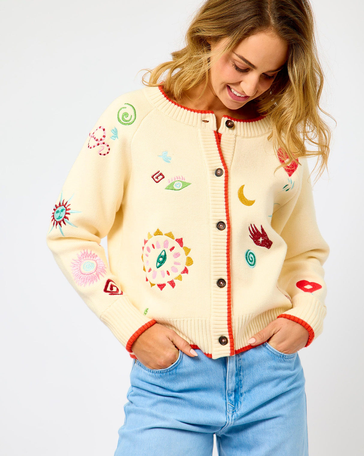 Cream Morocco Embroidered Charms Cardigan