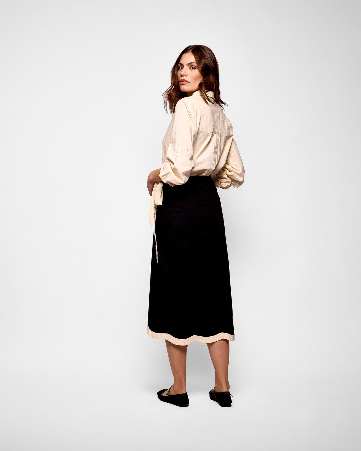 Black & Cream Jaspre Wrap Skirt