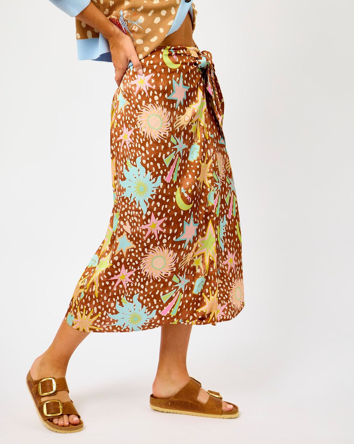 Brown Fawn Star Tulip Jaspre Wrap Skirt