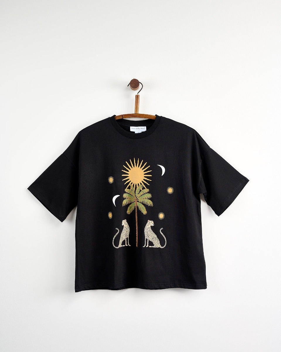 Black Running Wild Print T-Shirt