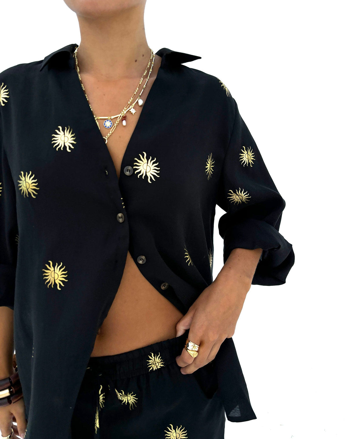 Black-Gold-Sun-Miley-Shirt