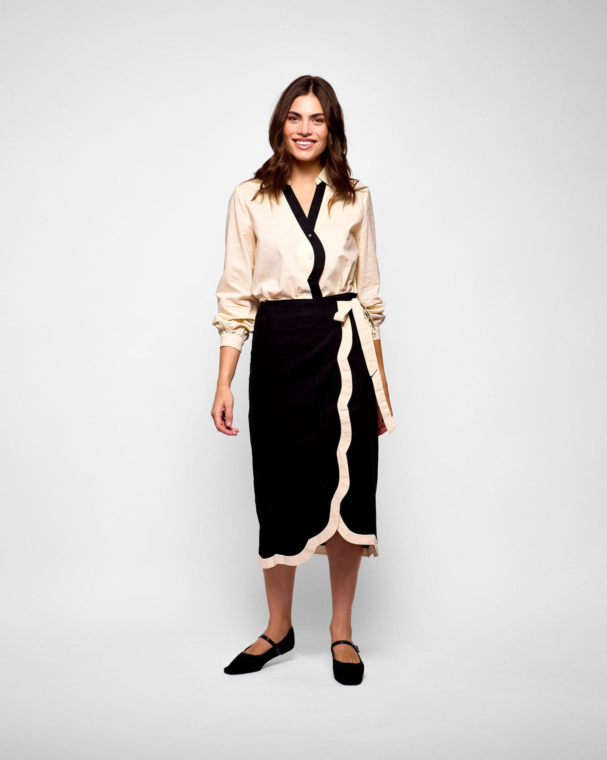 Cream-Black-Miley-Wrap-Shirt