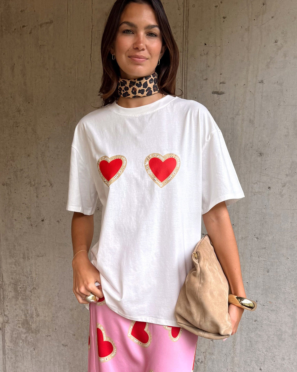 White Diamonte Heart T-Shirt