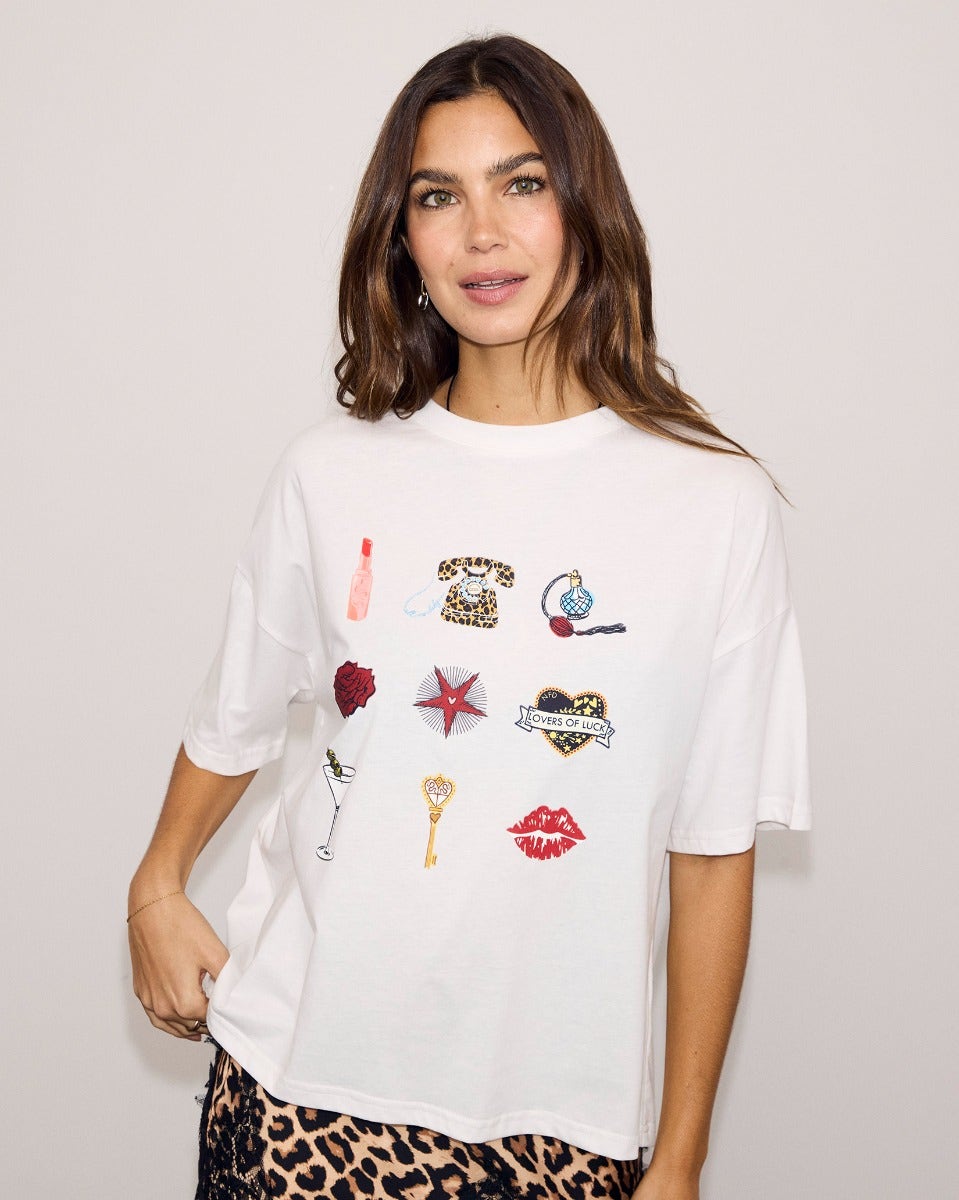 White Icons Graphic T-Shirt