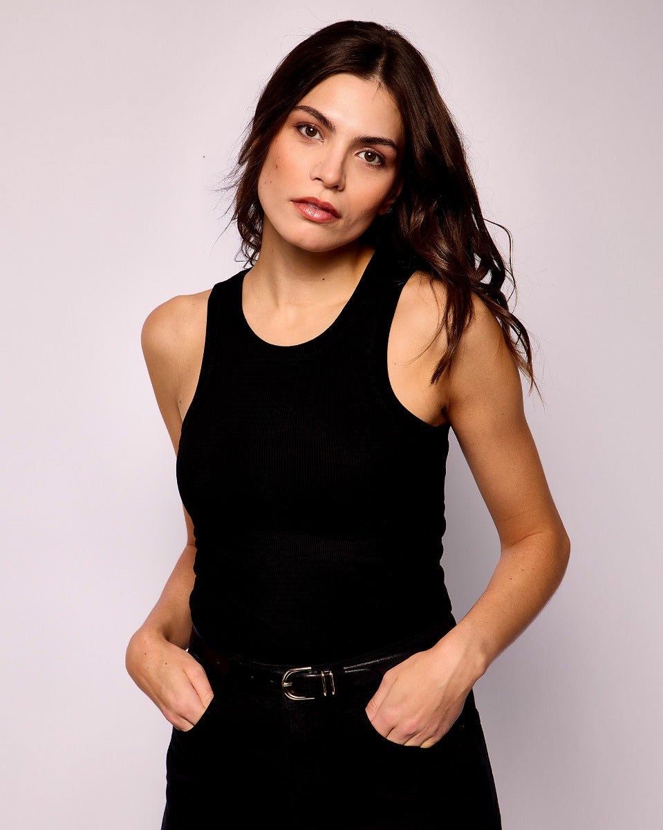 Black Ribbed Tank Top
