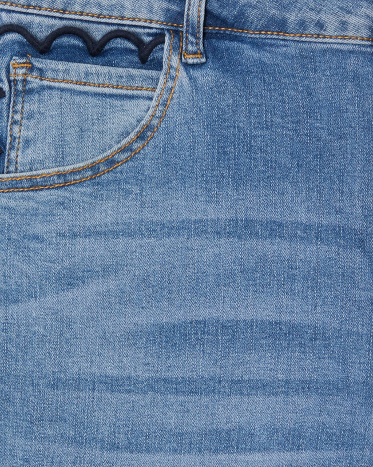 Blue Wash Flare Scallop Jeans