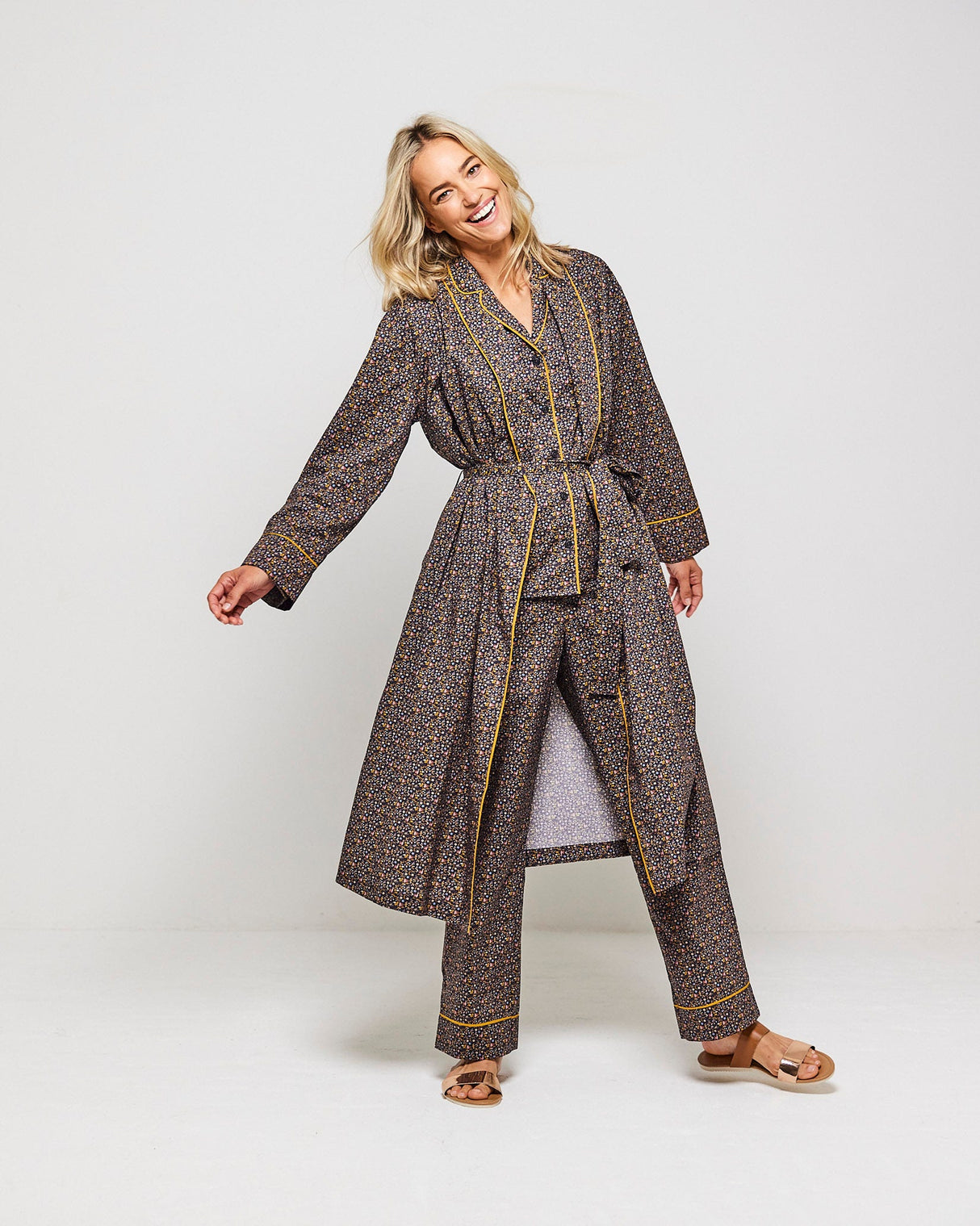 Navy-Night-Garden-Cotton-Dressing-Gown
