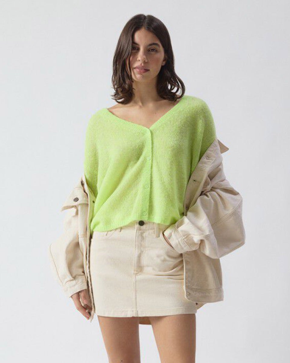 Neon Lemon Heather Nuggy Cardigan