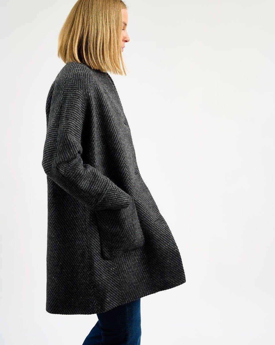 Oak Grey & Black Donegal Wool Coat