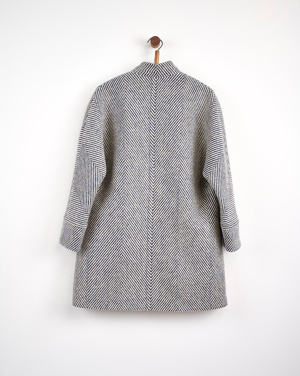 Oak Navy & Cream Donegal Wool Coat
