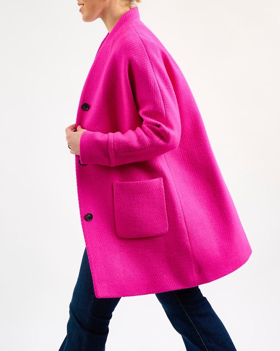 Oak Neon Pink on Pink Donegal Wool Coat