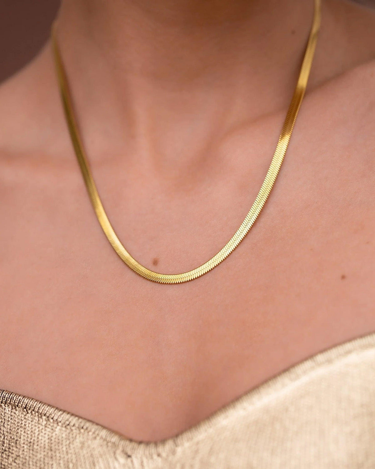Gold Herringbone Necklace