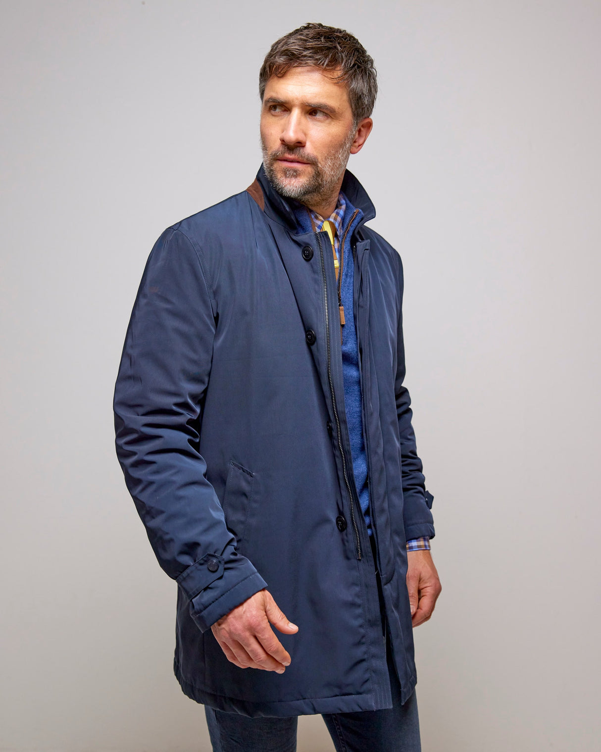 Navy Padded Rain Resistant Jacket