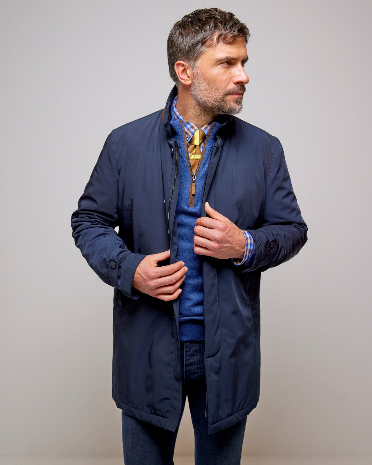 Navy Padded Rain Resistant Jacket