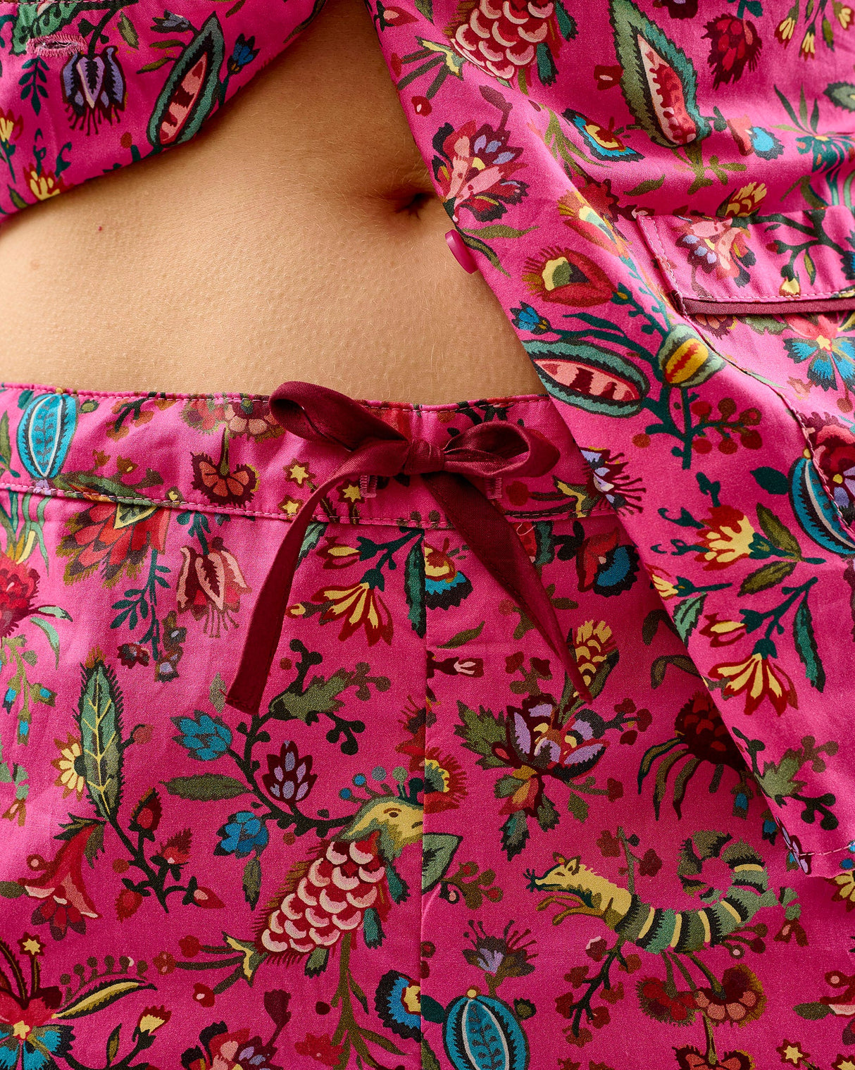 Fuchsia Forest Friends Cotton Pyjama Set
