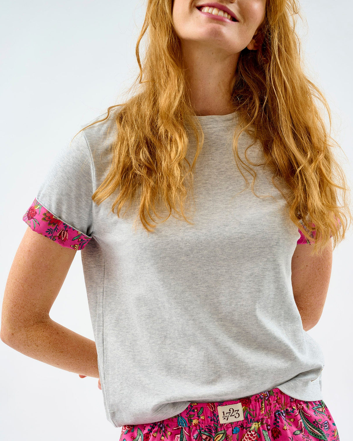 Fuchsia Forest Friends Grey Cotton T-Shirt