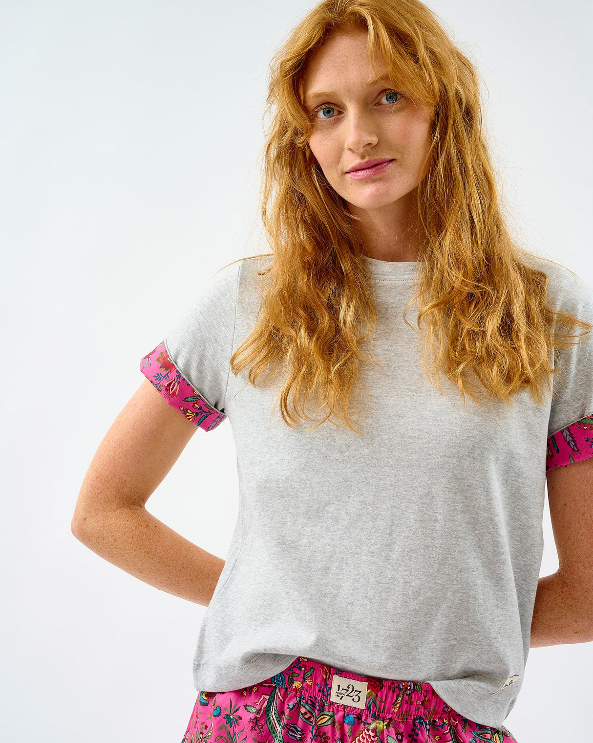 Fuchsia Forest Friends Grey Cotton T-Shirt