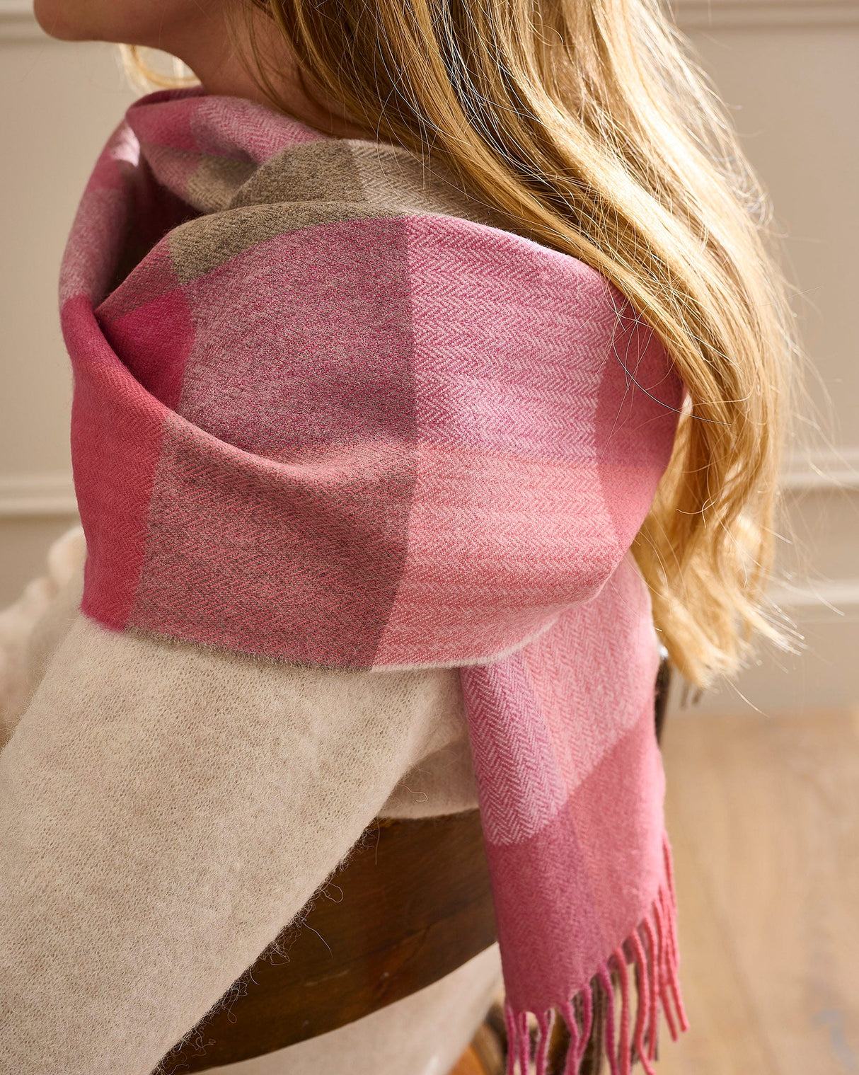 Pink Fields Merino Scarf
