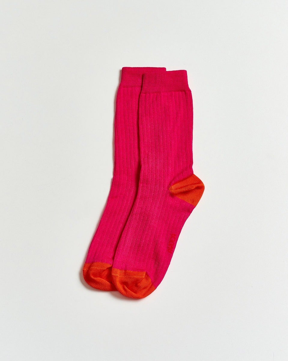 Pink Mercerised Ribbed Ankle Socks