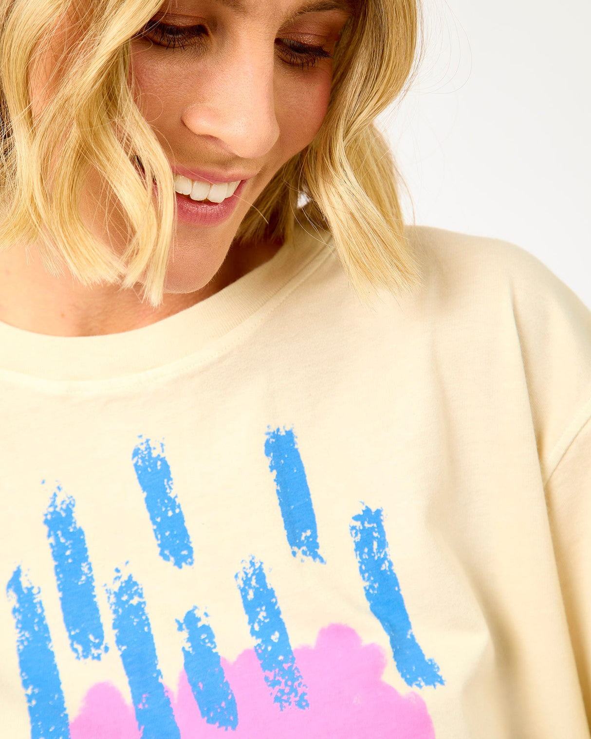 Cream Floral Print Pistia Cotton T-Shirt
