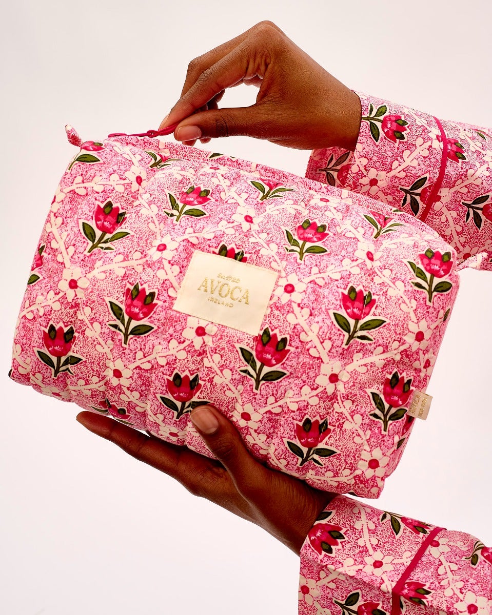 Pink-Tulip-Quilted-Cosmetic-Bag