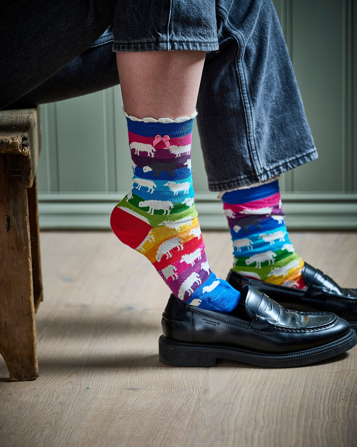 Rainbow Sheep Ankle Socks