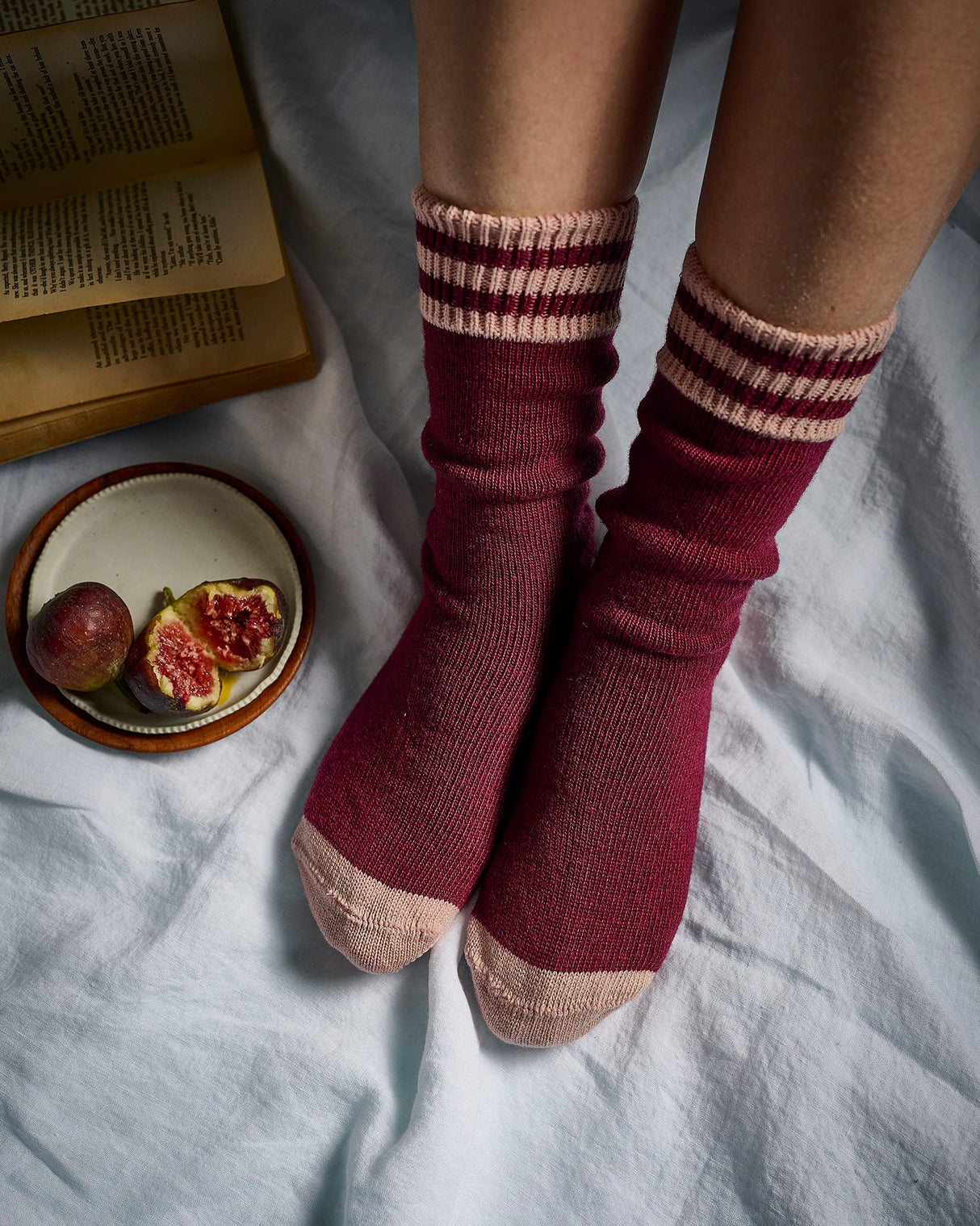 Raspberry & Dusty Pink Cashmere Blend Women's Socks