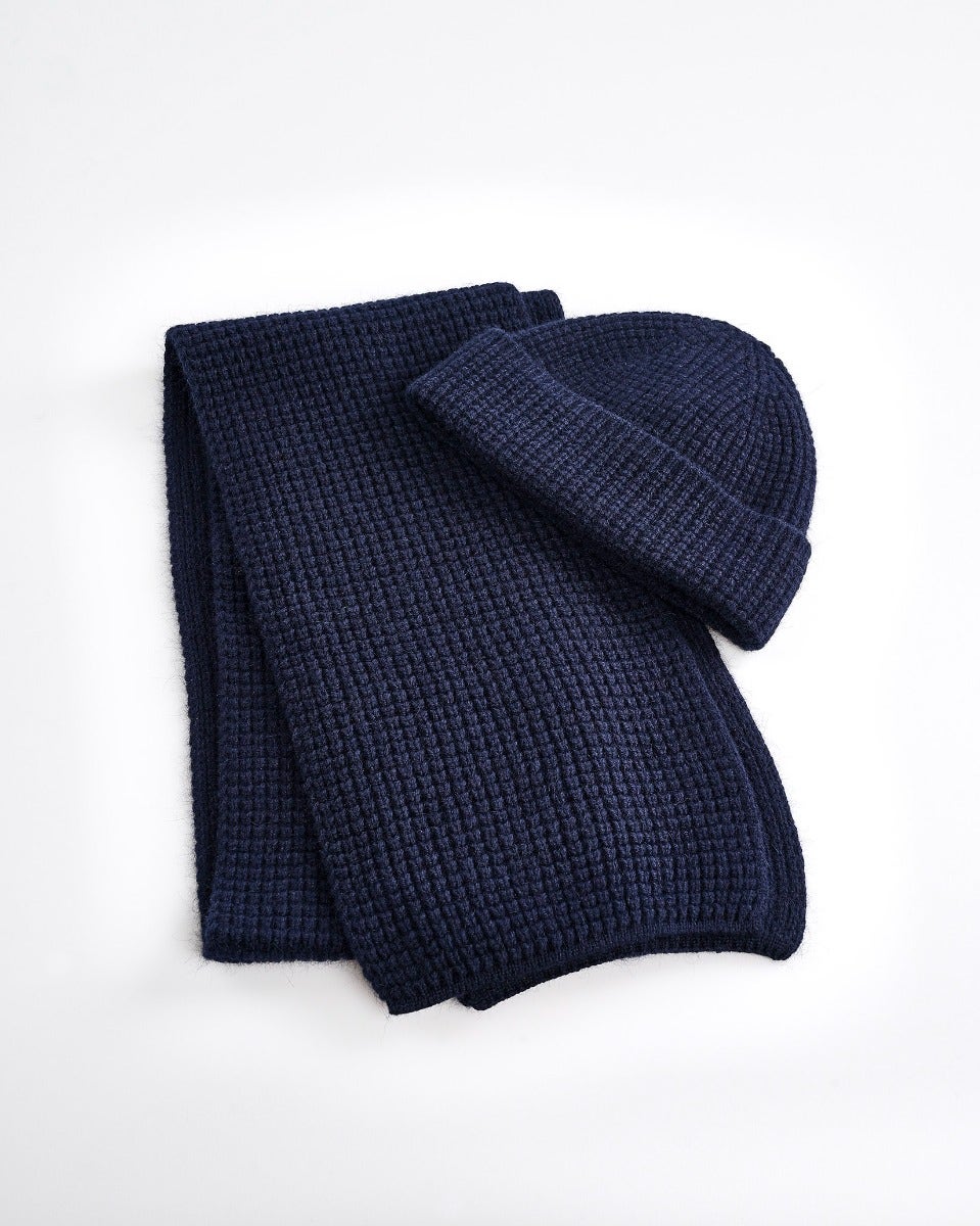 Navy Angora Wool Blend Oban Scarf