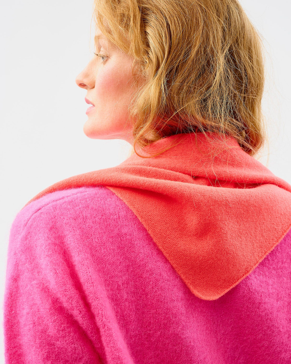 Neon Orange Lambswool Triangle Neck Tie Scarf