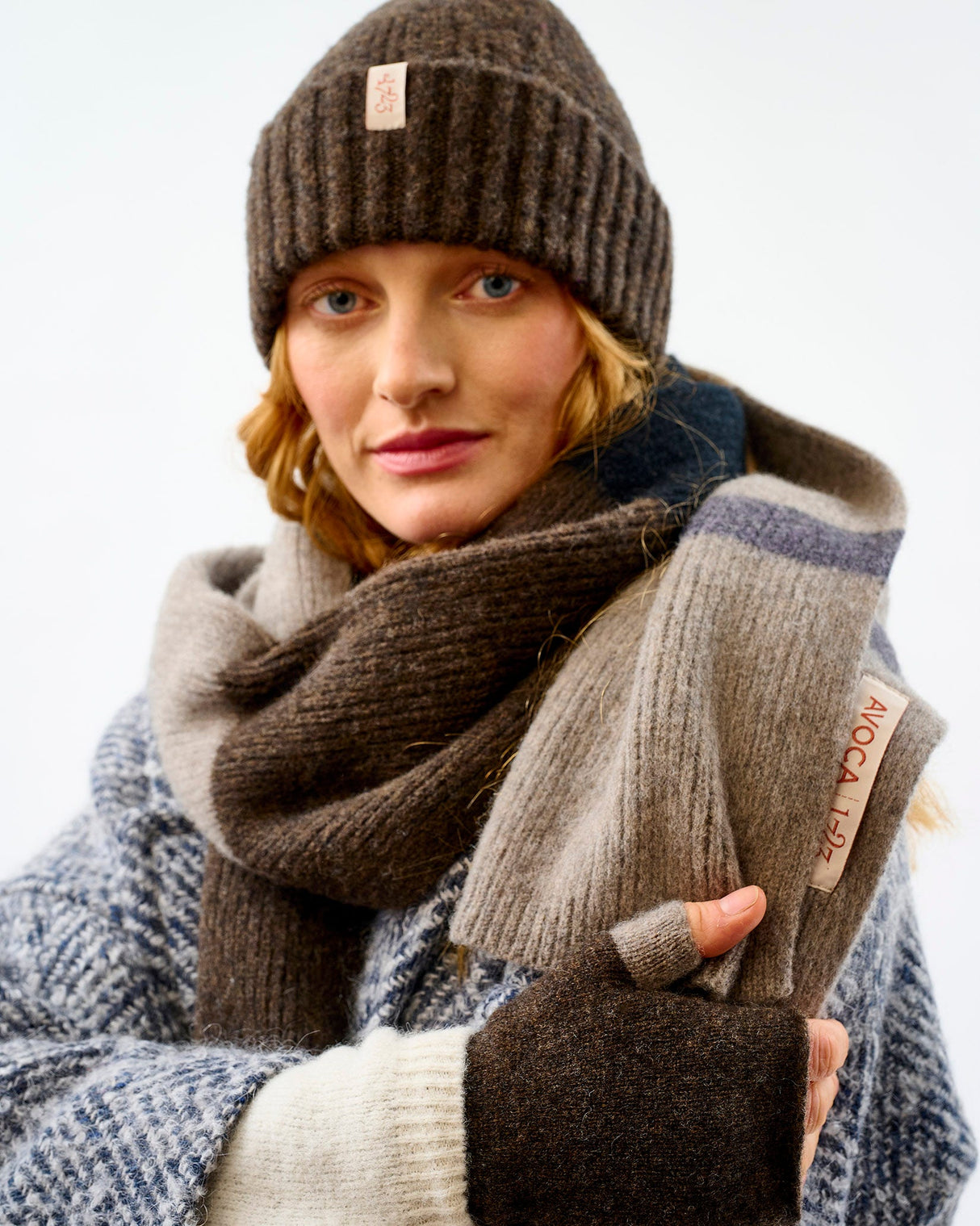 Cocoa & Vole Brushed Lambswool Stripe Scarf